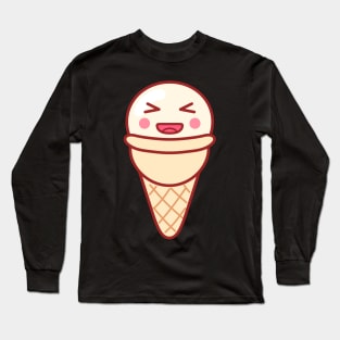 Laughing Ice Cream Emoji Minimal Long Sleeve T-Shirt